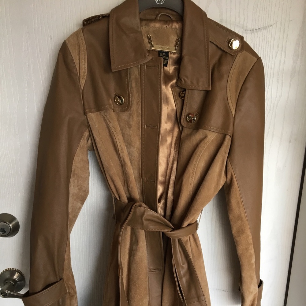Iman leather and suede trench Medium